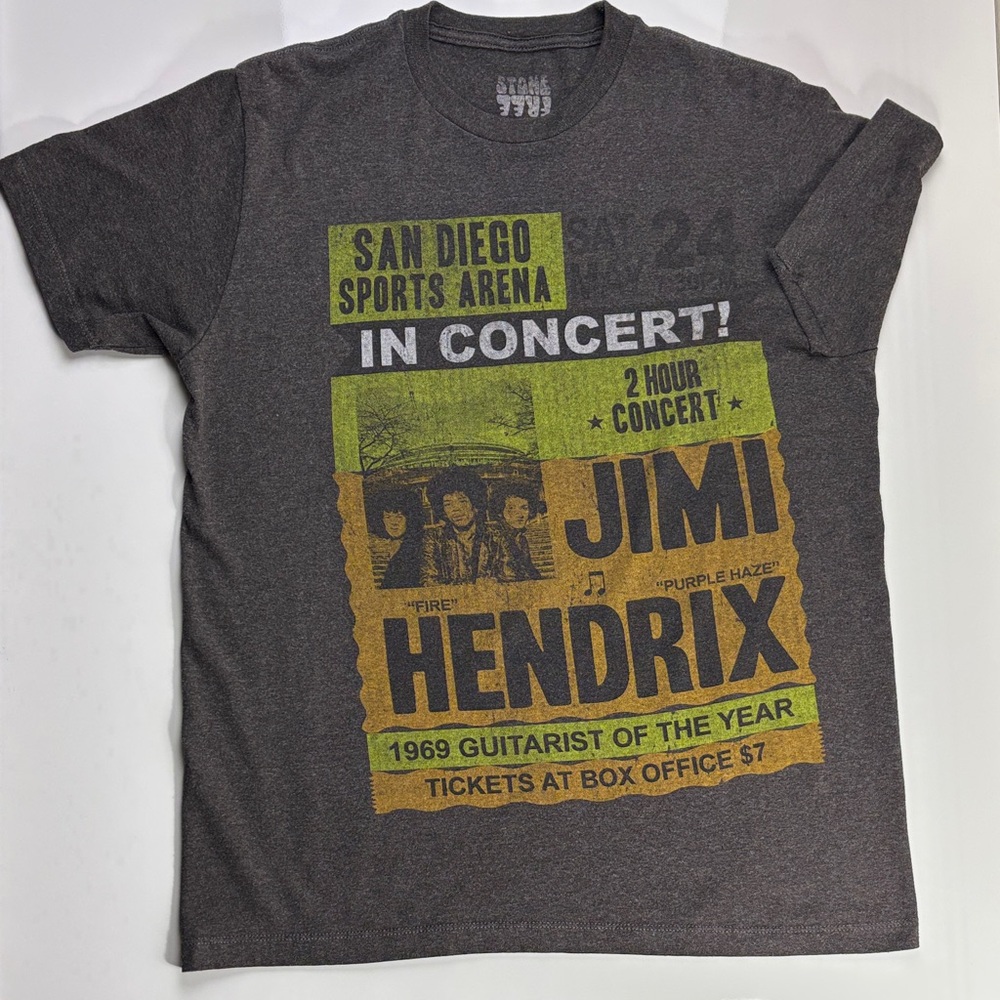 60’s inspired Gray Jimi Hendrix tour Graphic T-Shirt.